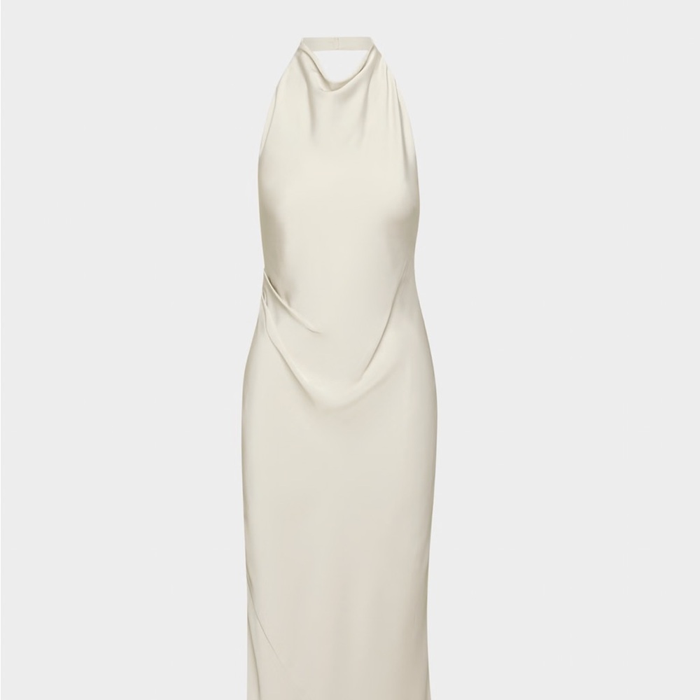 Aritzia Babaton Audience Satin Dress Matte Pearl